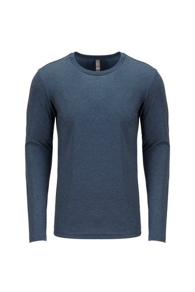 Next Level 6071 Mens Jersey Long Sleeve Crewneck T-Shirt Indigo Blue Front