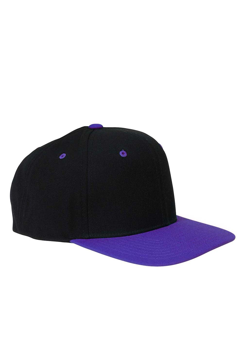 Yupoong 6089 Mens Adjustable Hat Black/Purple Front