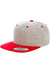 Yupoong 6089MT Mens Adjustable Hat Heather Grey/Red Front