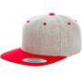 Yupoong Mens Adjustable Hat - Heather Grey/Red