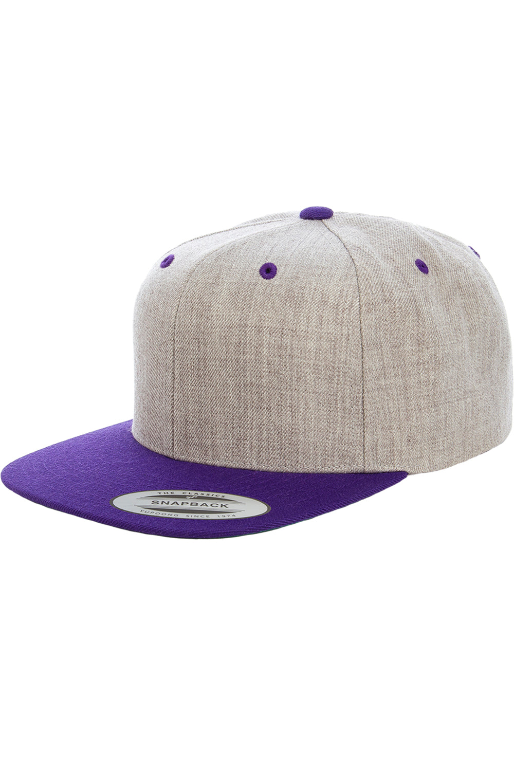 Yupoong 6089MT Mens Adjustable Hat Heather Grey/Purple Front