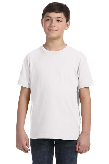 LAT 6101 Youth Fine Jersey Short Sleeve Crewneck T-Shirt White Front