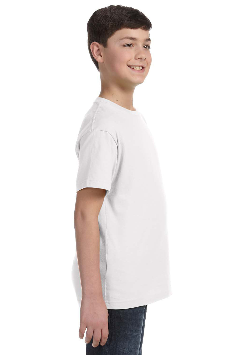 LAT 6101 Youth Fine Jersey Short Sleeve Crewneck T-Shirt White Side