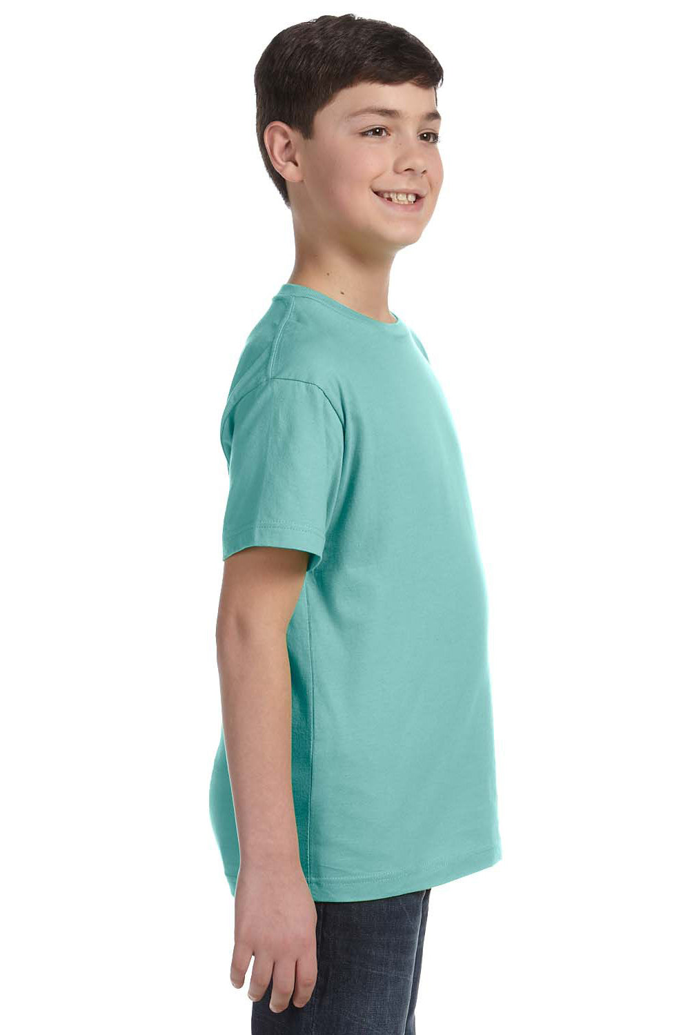 LAT 6101 Youth Fine Jersey Short Sleeve Crewneck T-Shirt Chill Blue Side