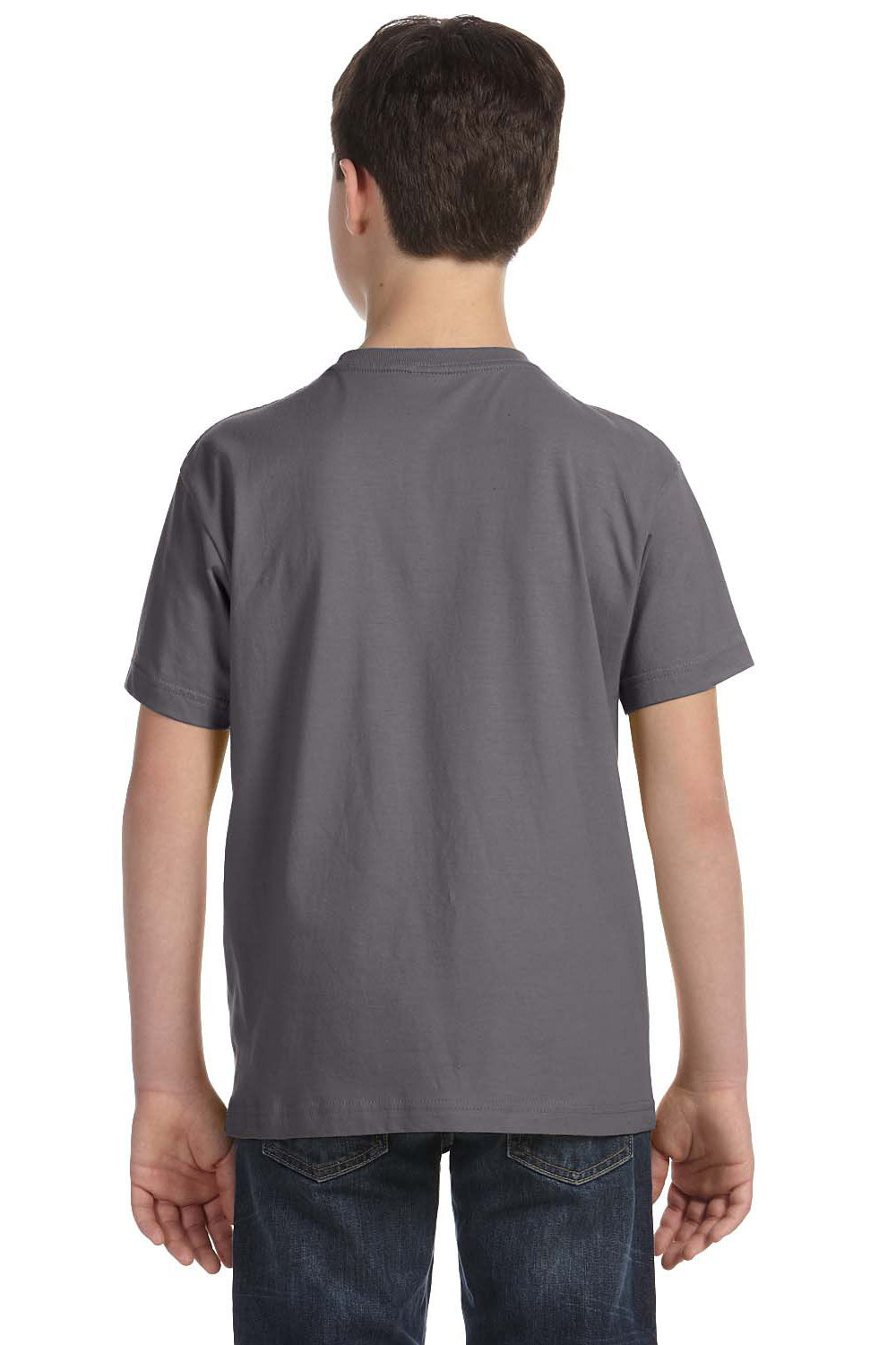 LAT 6101 Youth Fine Jersey Short Sleeve Crewneck T-Shirt Charcoal Grey Back