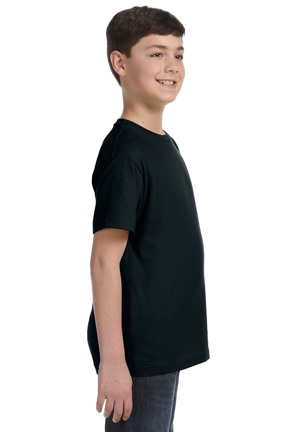 LAT 6101 Youth Fine Jersey Short Sleeve Crewneck T-Shirt Black Side