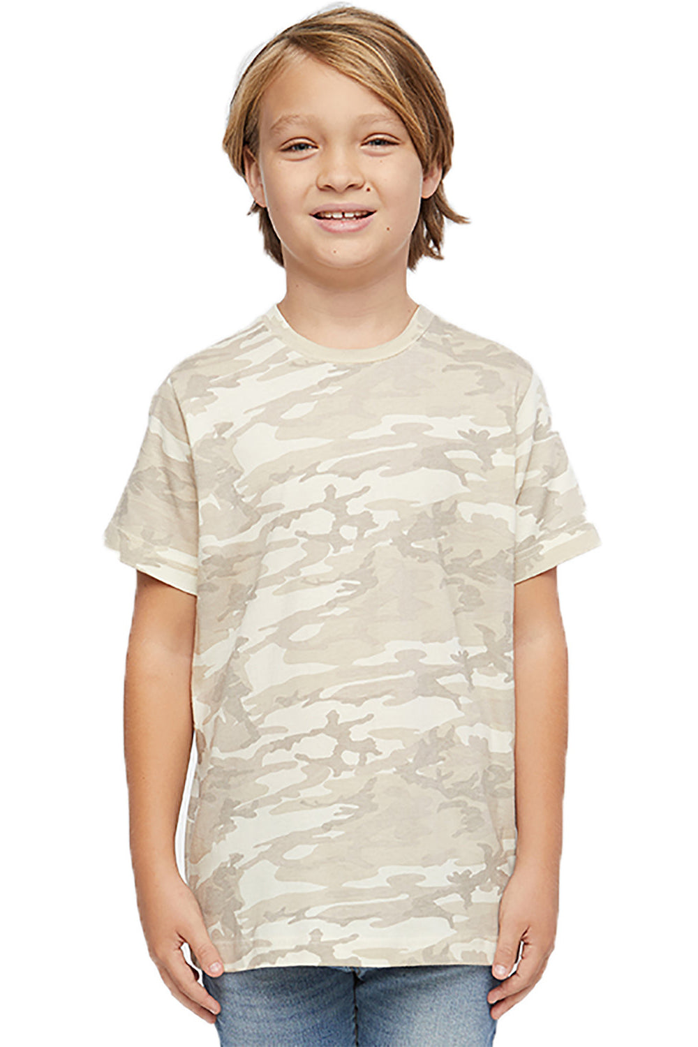 LAT 6101 Youth Fine Jersey Short Sleeve Crewneck T-Shirt Natural Camo Front