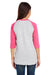 LAT 6130 Youth Fine Jersey 3/4 Sleeve Crewneck T-Shirt Heather Grey/Pink Back