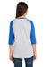 LAT 6130 Youth Fine Jersey 3/4 Sleeve Crewneck T-Shirt Heather Grey/Royal Blue Back