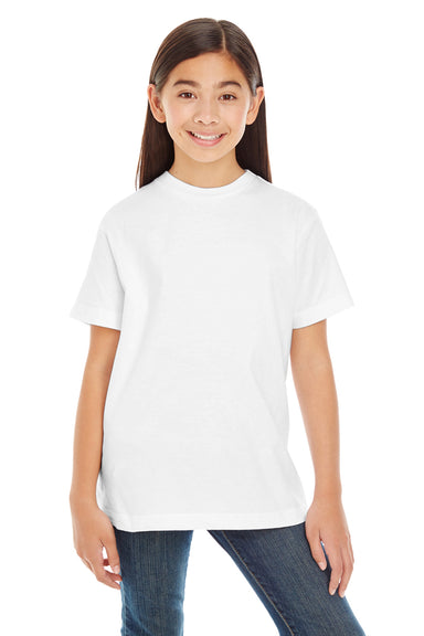 LAT 6180 Youth Premium Jersey Short Sleeve Crewneck T-Shirt White Front