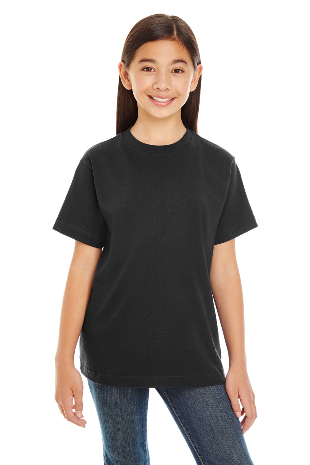 LAT 6180 Youth Premium Jersey Short Sleeve Crewneck T-Shirt Black Front