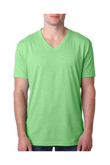 Next Level 6240 Mens CVC Jersey Short Sleeve V-Neck T-Shirt Apple Green Front