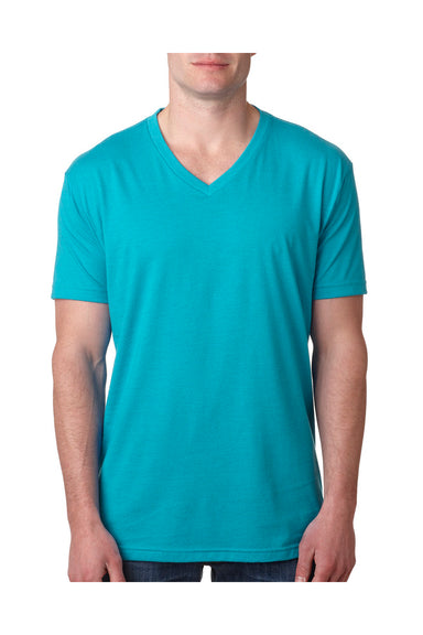 Next Level 6240 Mens CVC Jersey Short Sleeve V-Neck T-Shirt Bondi Blue Front