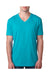 Next Level 6240 Mens CVC Jersey Short Sleeve V-Neck T-Shirt Bondi Blue Front