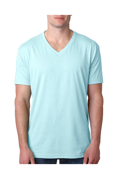 Next Level 6240 Mens CVC Jersey Short Sleeve V-Neck T-Shirt Ice Blue Front