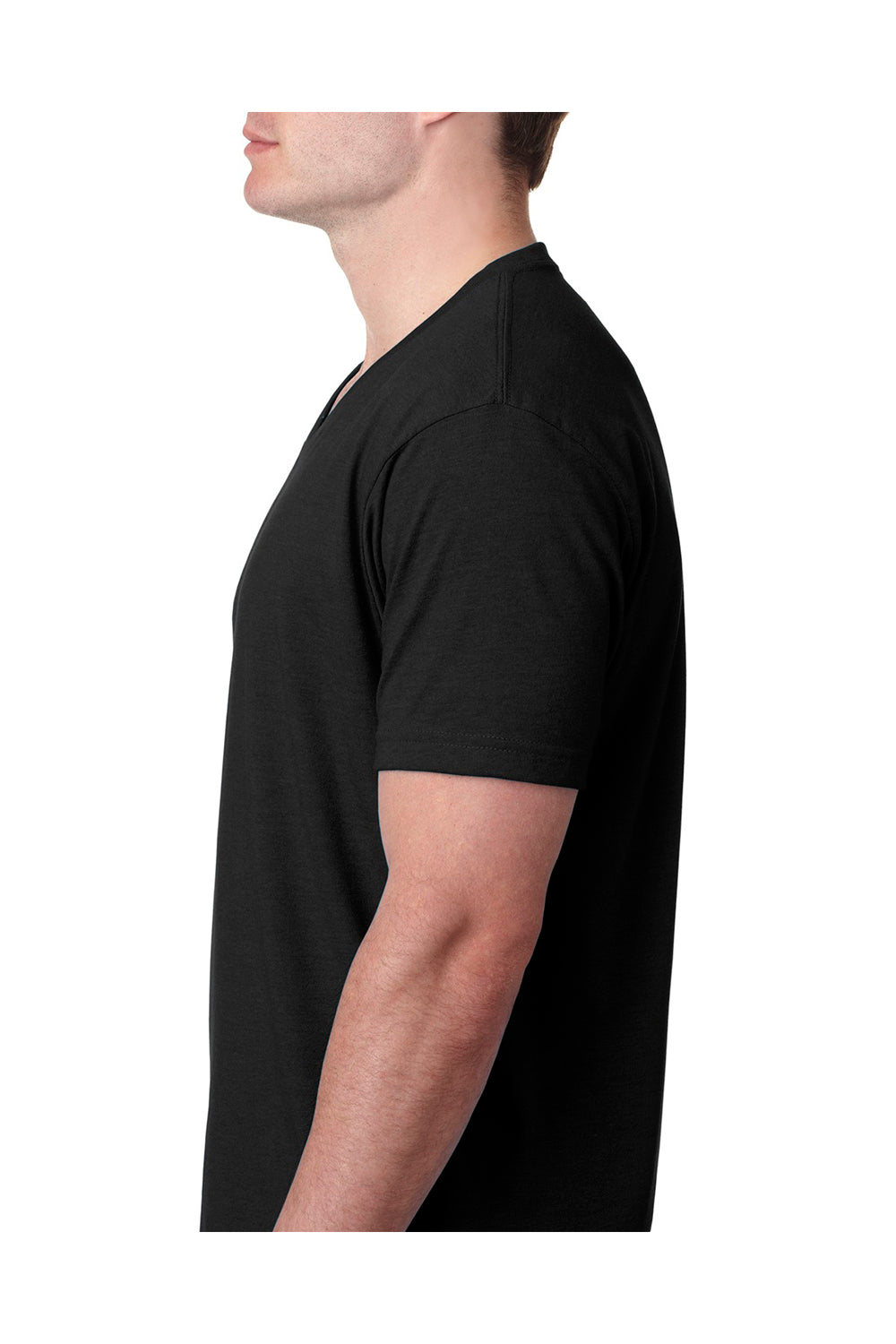 Next Level 6240 Mens CVC Jersey Short Sleeve V-Neck T-Shirt Black Side
