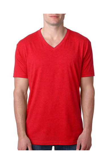 Next Level 6240 Mens CVC Jersey Short Sleeve V-Neck T-Shirt Red Front