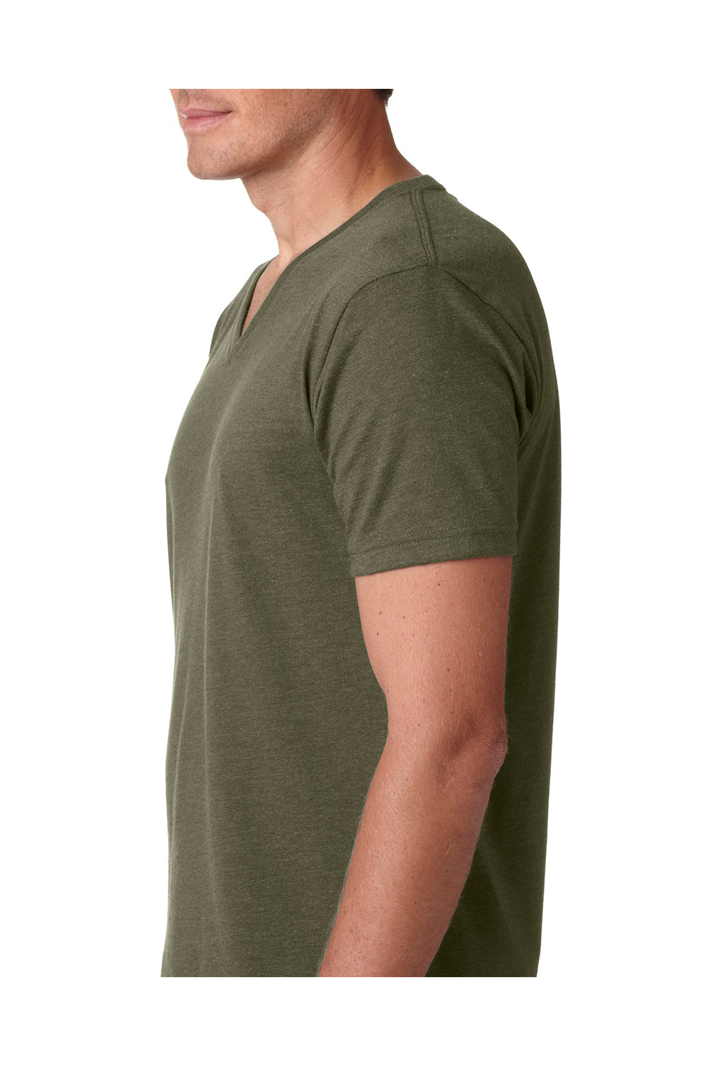 Next Level 6240 Mens CVC Jersey Short Sleeve V-Neck T-Shirt Military Green Side