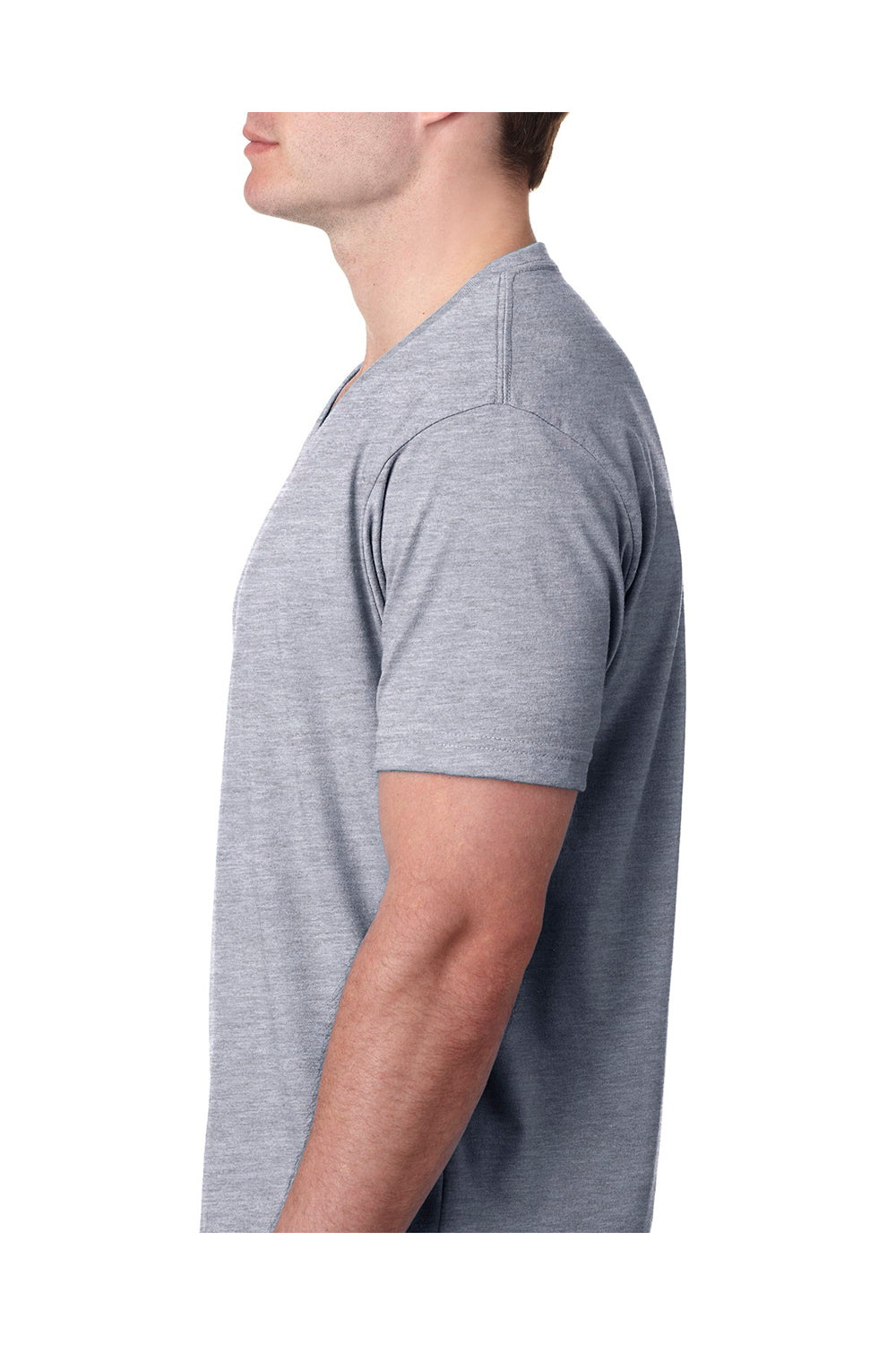 Next Level 6240 Mens CVC Jersey Short Sleeve V-Neck T-Shirt Heather Dark Grey Side