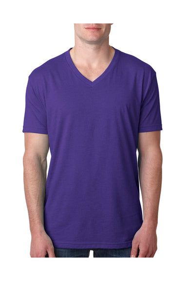 Next Level 6240 Mens CVC Jersey Short Sleeve V-Neck T-Shirt Purple Rush Front