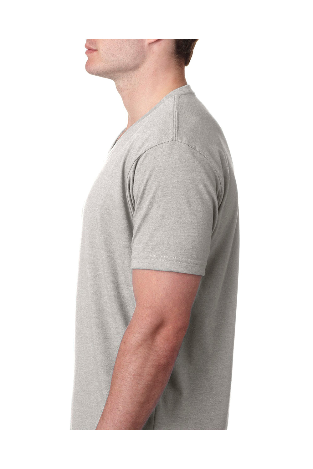 Next Level 6240 Mens CVC Jersey Short Sleeve V-Neck T-Shirt Silk Grey Side