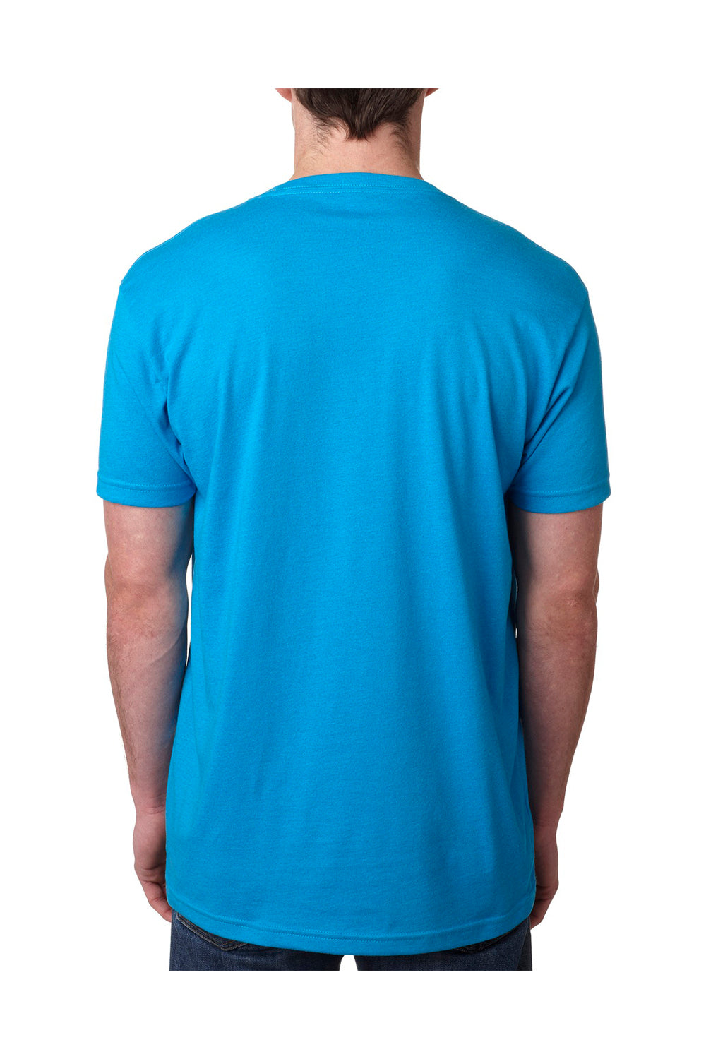 Next Level 6240 Mens CVC Jersey Short Sleeve V-Neck T-Shirt Turquoise Blue Back