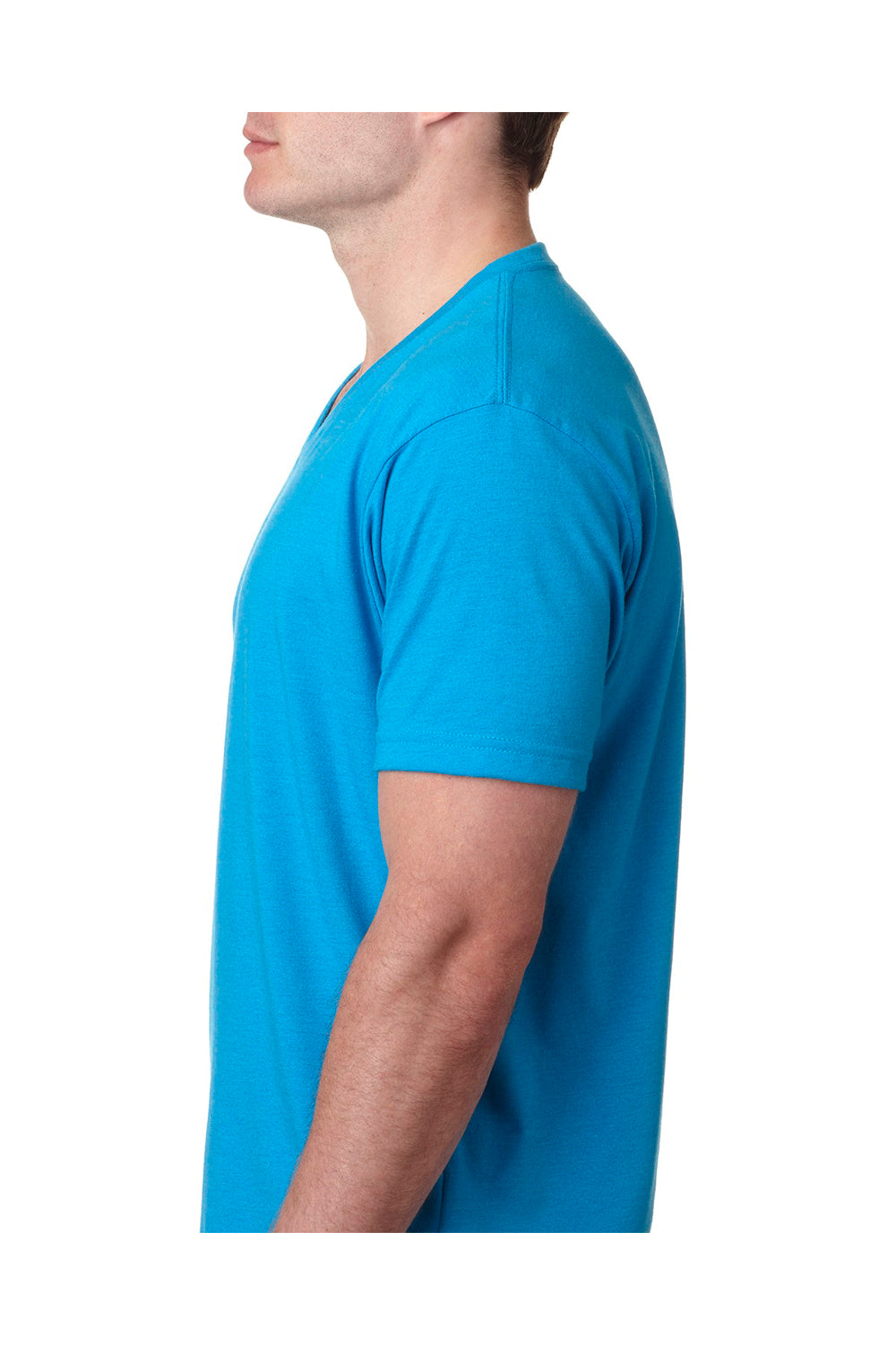 Next Level 6240 Mens CVC Jersey Short Sleeve V-Neck T-Shirt Turquoise Blue Side