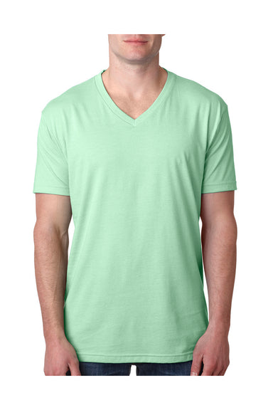 Next Level 6240 Mens CVC Jersey Short Sleeve V-Neck T-Shirt Mint Green Front