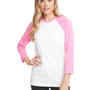 Next Level Womens Burnout Long Sleeve Hooded T-Shirt Hoodie - White/Hot Pink - Closeout