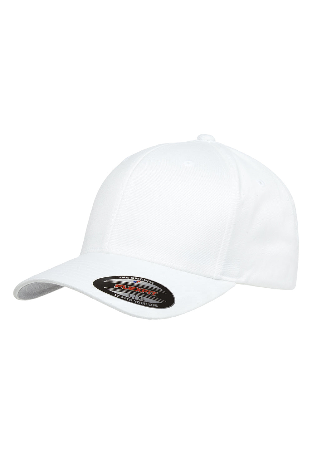 Flexfit 6277 Mens Stretch Fit Hat White Front