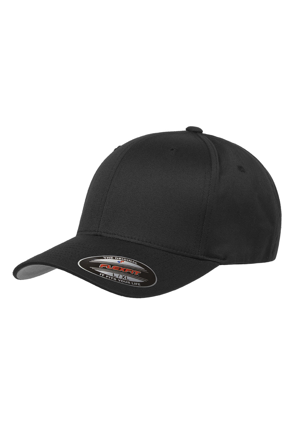 Flexfit 6277 Mens Stretch Fit Hat Black Front
