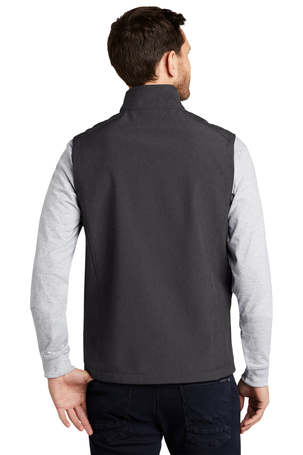 Port Authority J325 Mens Core Wind & Water Resistant Full Zip Vest Heather Charcoal Black Back