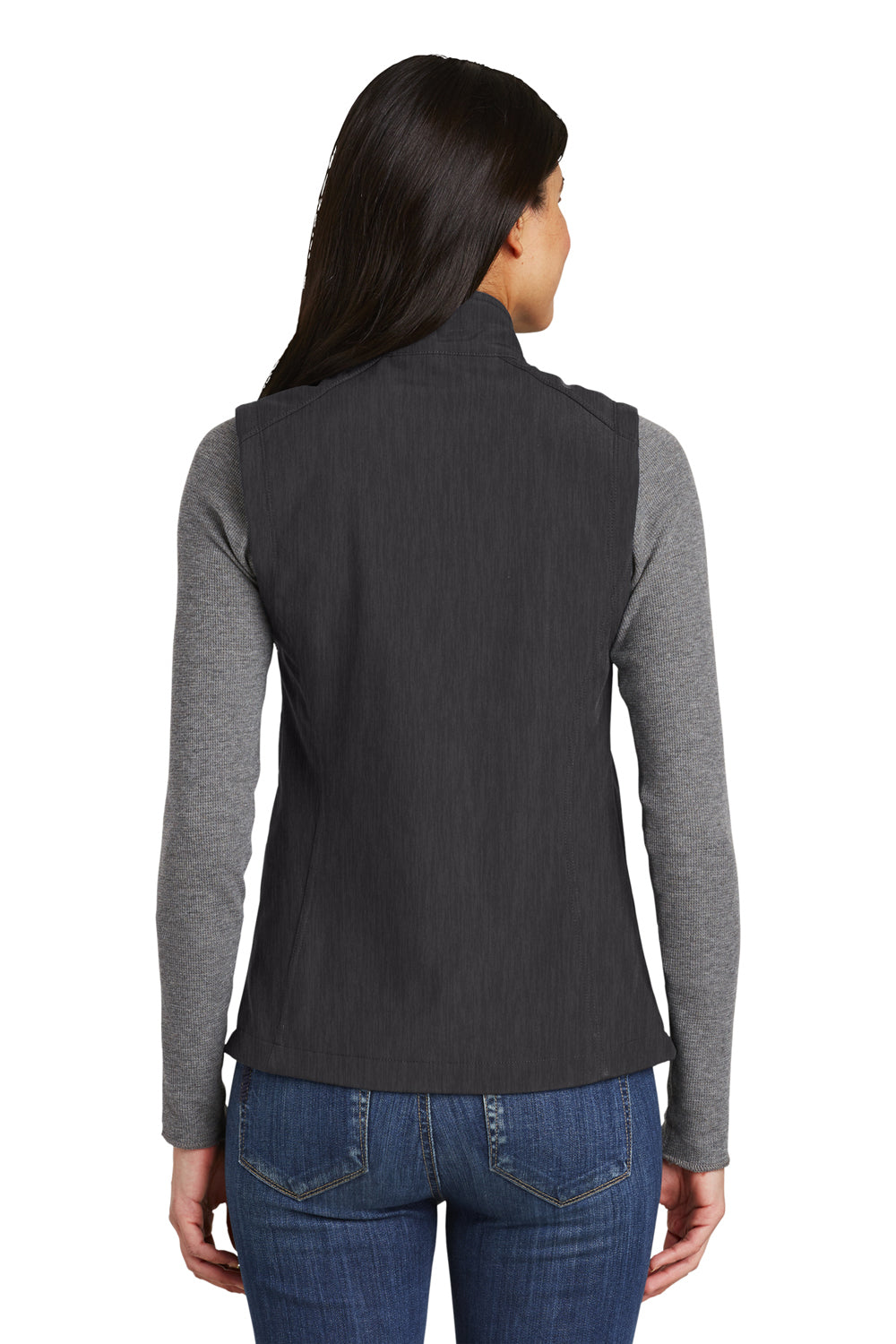 Port Authority L325 Womens Core Wind & Water Resistant Full Zip Vest Heather Charcoal Black Back