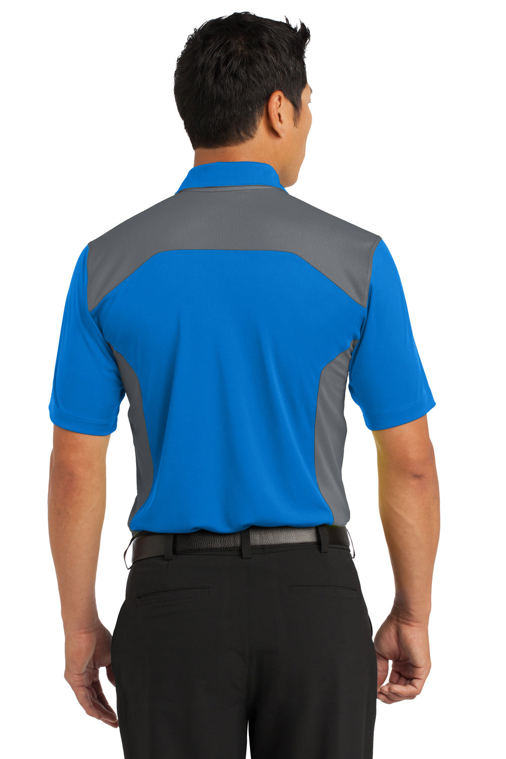 Nike 632418 Mens Dri-Fit Moisture Wicking Short Sleeve Polo Shirt Aero Blue/Dark Grey Back