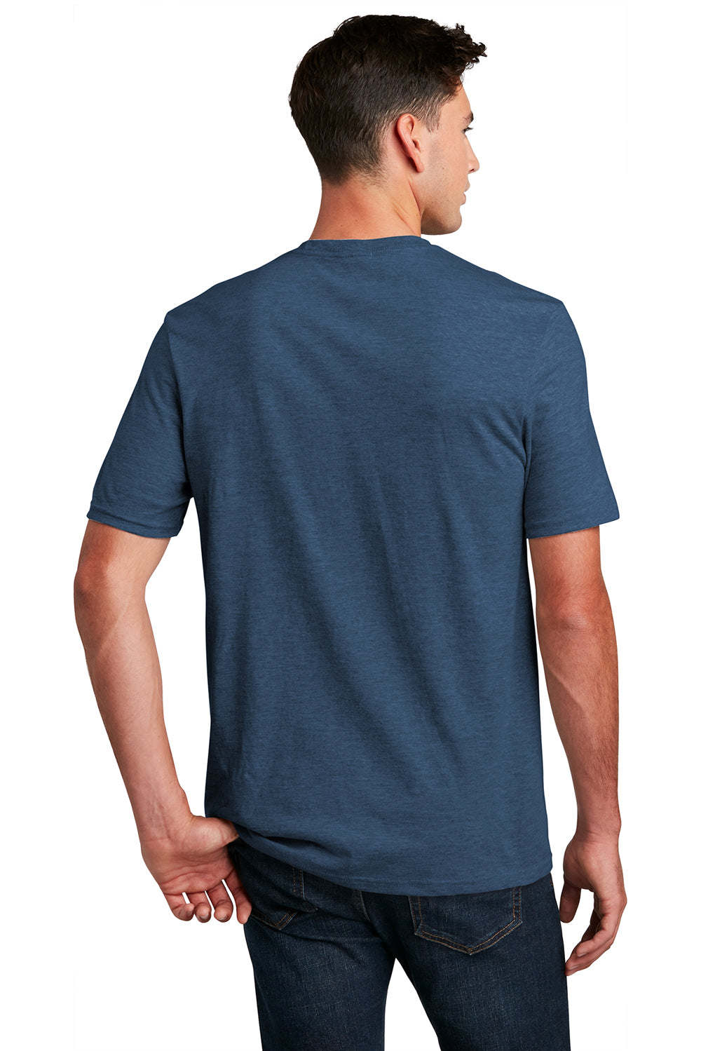 District DM108 Mens Perfect Blend Short Sleeve Crewneck T-Shirt Deep Royal Blue Fleck Back