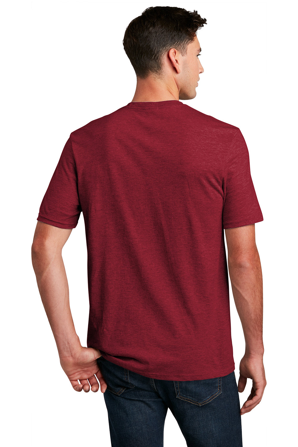 District DM108 Mens Perfect Blend Short Sleeve Crewneck T-Shirt Red Fleck Back