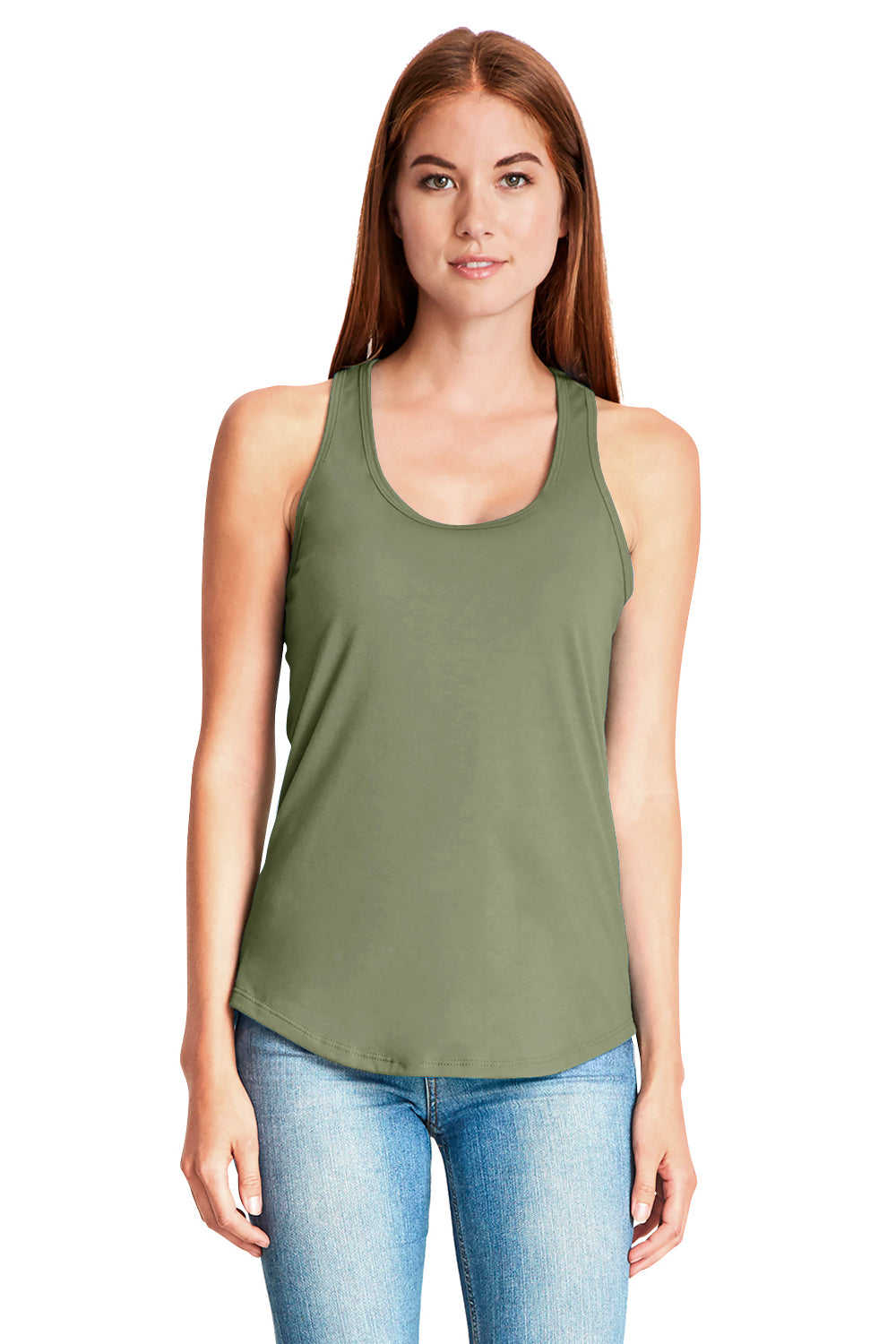Next Level 6338 Womens Gathered Tank Top Military Green Front
