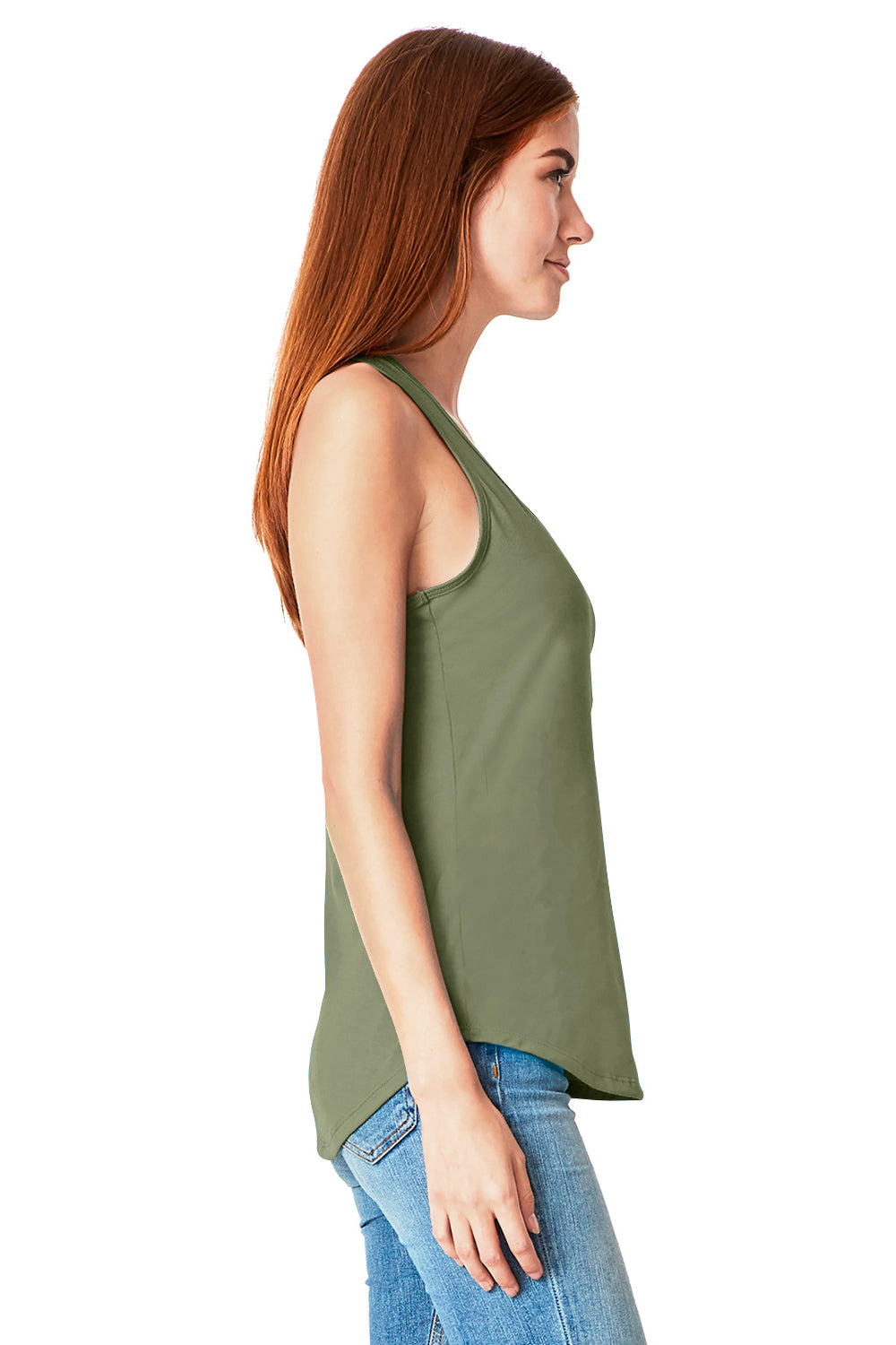 Next Level 6338 Womens Gathered Tank Top Military Green Side