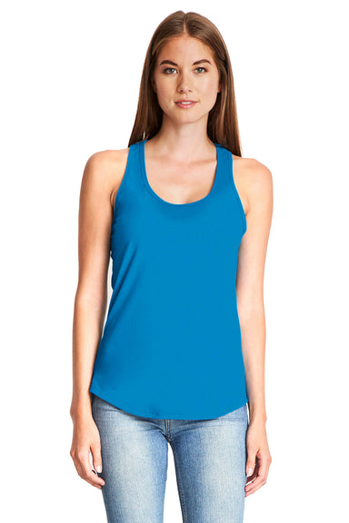 Next Level 6338 Womens Gathered Tank Top Turquoise Blue Front