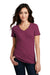 District DM1190L Womens Perfect Blend Short Sleeve V-Neck T-Shirt Raspberry Fleck Front