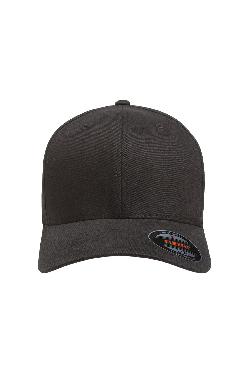 Flexfit 6377 Mens Stretch Fit Hat Black Front