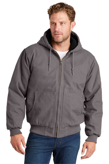 CornerStone CSJ41 Mens Duck Cloth Full Zip Hooded Jacket Metal Grey Front