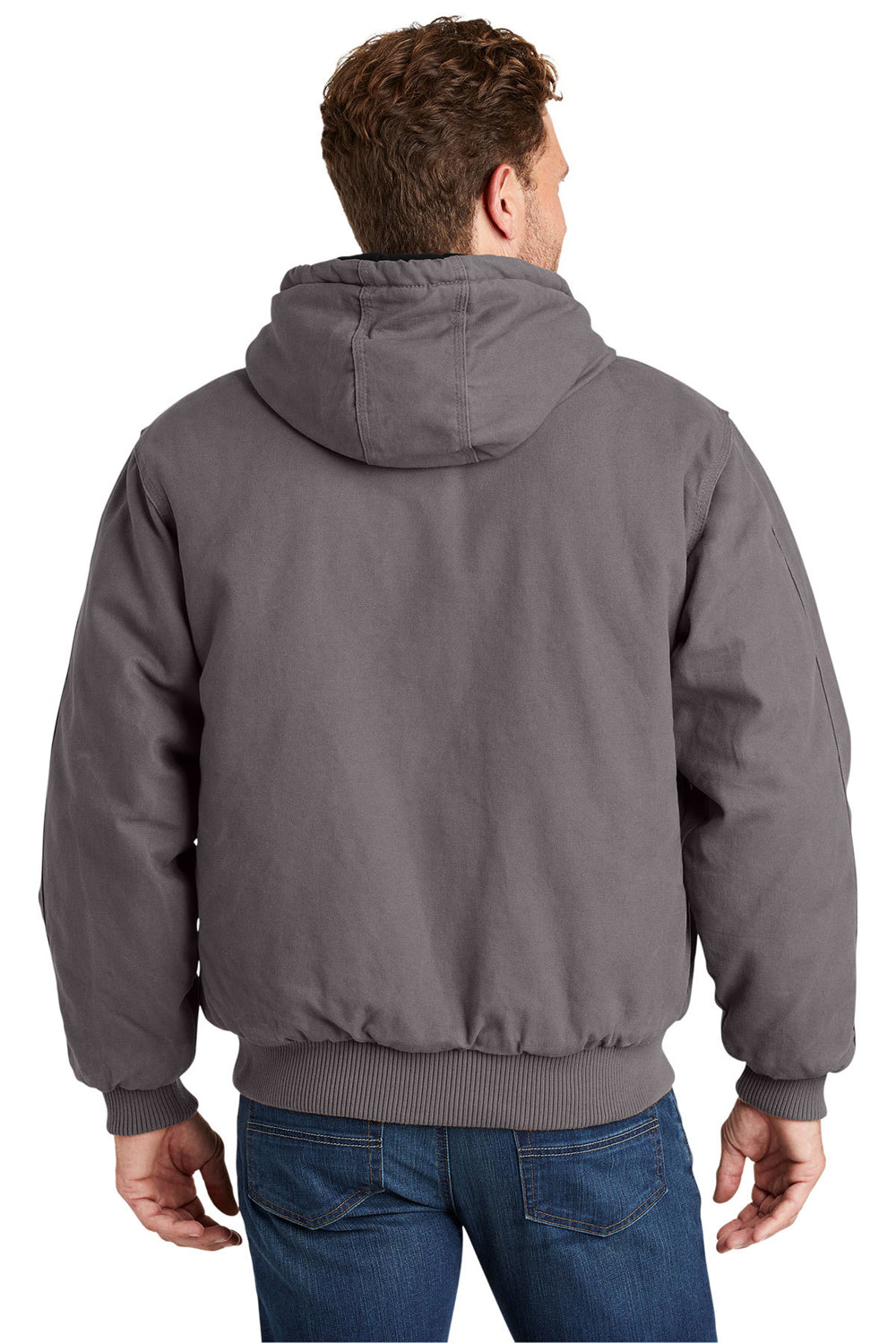 CornerStone CSJ41 Mens Duck Cloth Full Zip Hooded Jacket Metal Grey Back