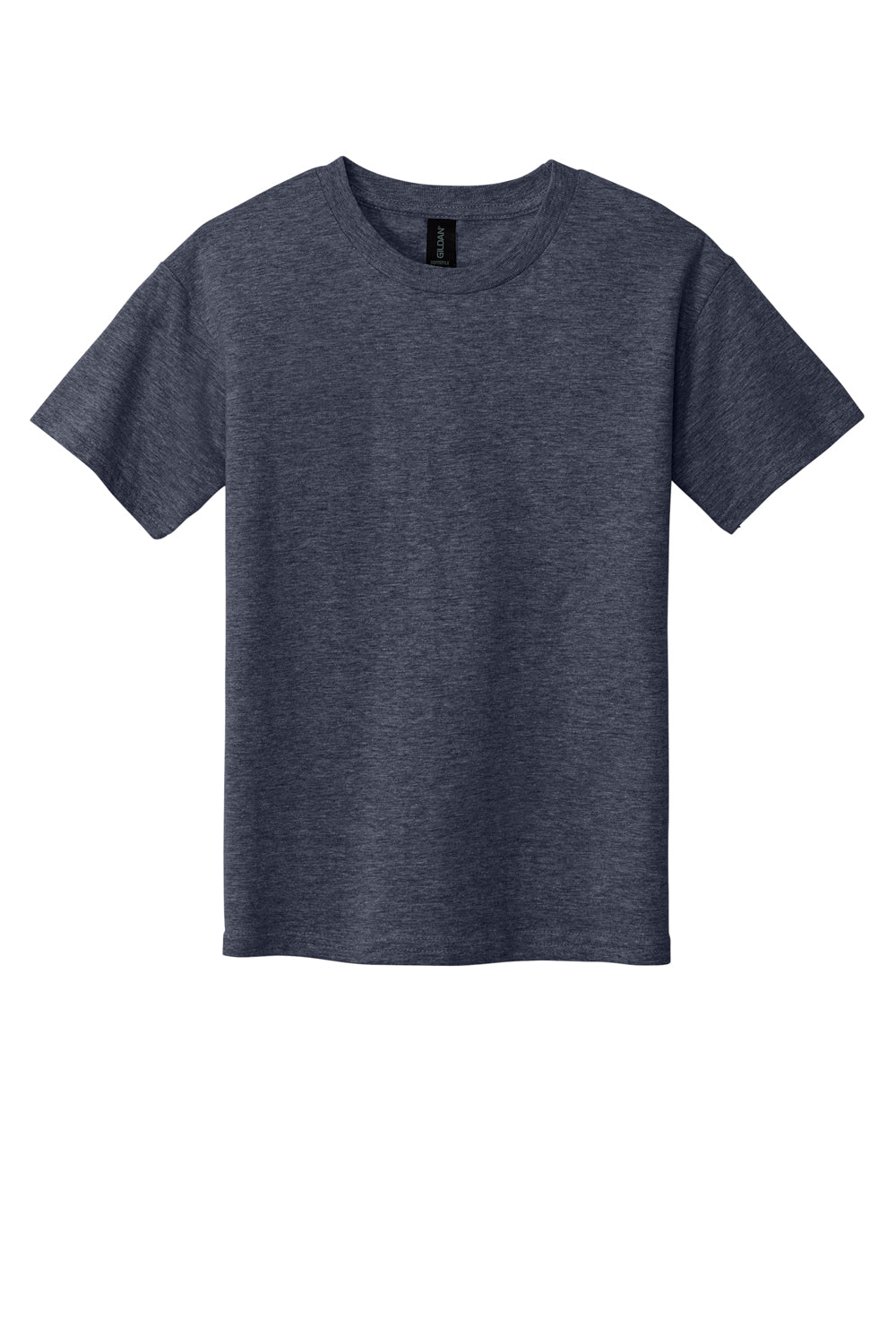 Gildan Youth Softstyle Short Sleeve Crewneck T-Shirt Heather Navy Blue Flat Front