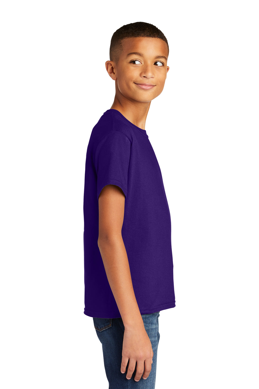 Gildan Youth Softstyle Short Sleeve Crewneck T-Shirt Purple Side
