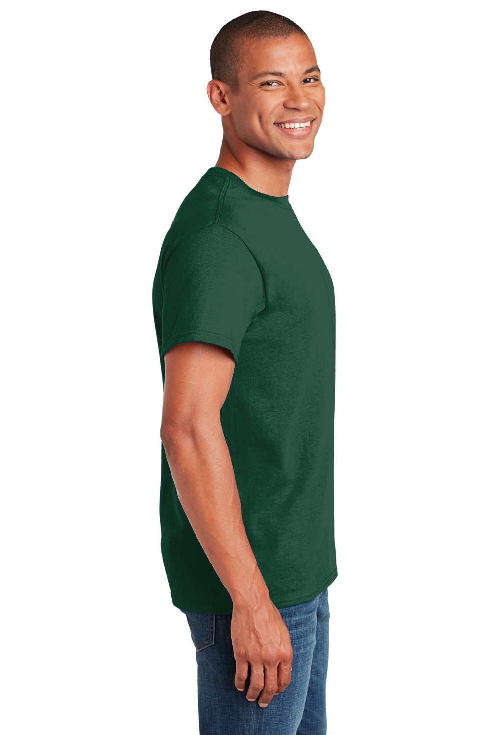 Gildan Mens Softstyle Short Sleeve Crewneck T-Shirt Forest Green Side