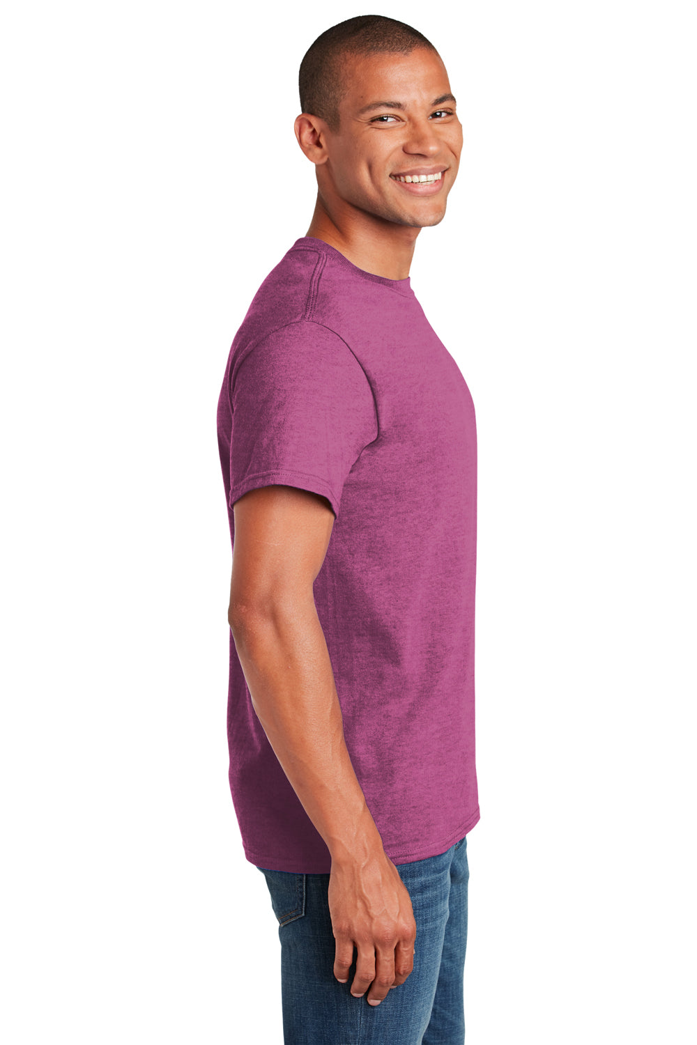 Gildan Mens Softstyle Short Sleeve Crewneck T-Shirt Heather Berry Side