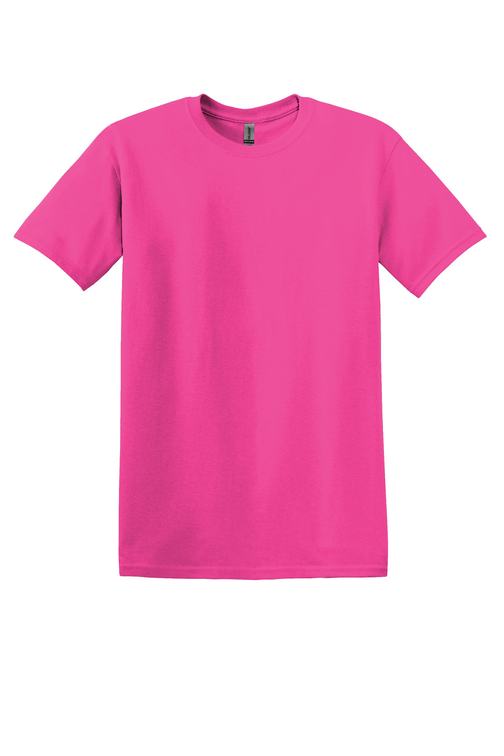 Gildan Mens Softstyle Short Sleeve Crewneck T-Shirt Heliconia Pink Flat Front