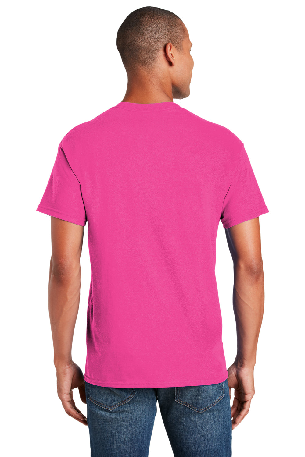Gildan Mens Softstyle Short Sleeve Crewneck T-Shirt Heliconia Pink Back