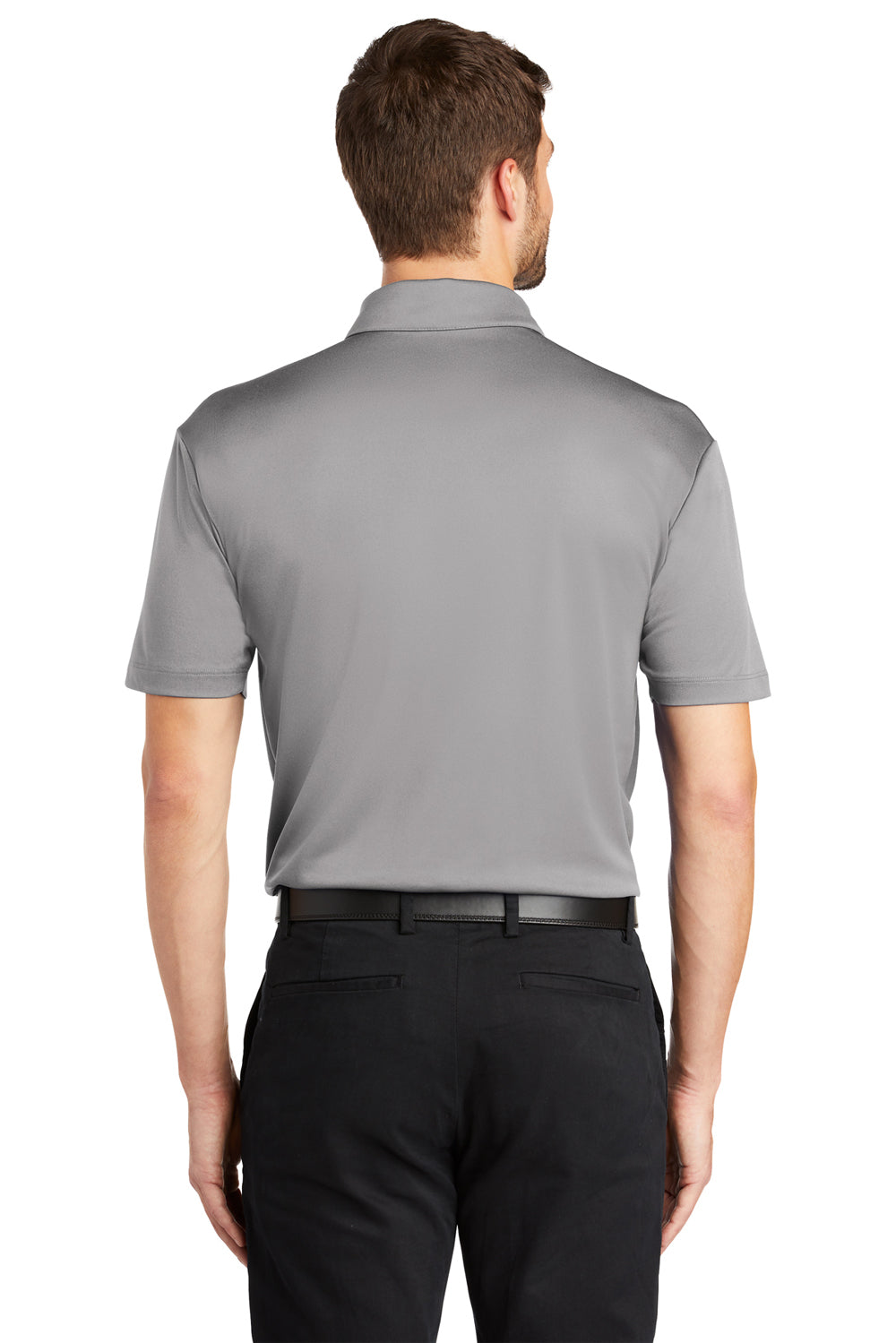 Port Authority K540P Mens Silk Touch Performance Moisture Wicking Short Sleeve Polo Shirt w/ Pocket Gusty Grey Back